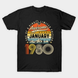 Awesome Since January 1980 Vintage 43rd Birthday T-Shirt